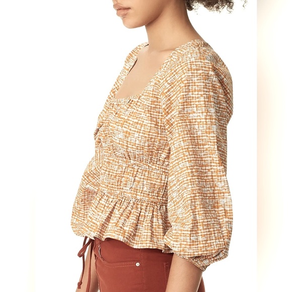 NEW SAM EDELMAN- Peplum Top with Square Neck - Picture 3 of 5